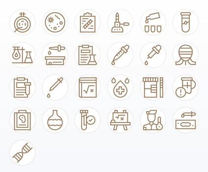 25 Regular Line Icons from Test in 256x256 Display Perfect Quality vector