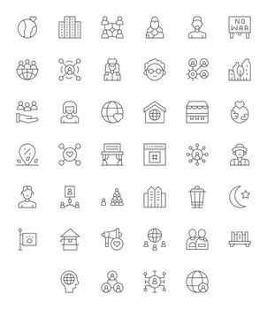 Community Exclusive Set featuring 40 Thin Line Pixel Optimized 64x64 Icons vector