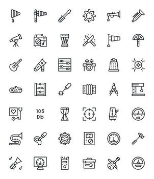 42 Pixel Optimized Regular Line Icons from Instrument Collection vector