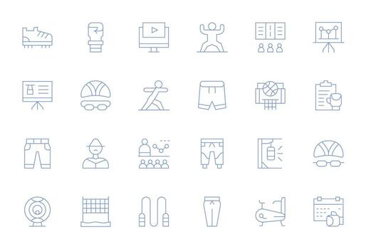 24 High Resolution Thin Line Detail Enhanced Icons for Training Projects vector