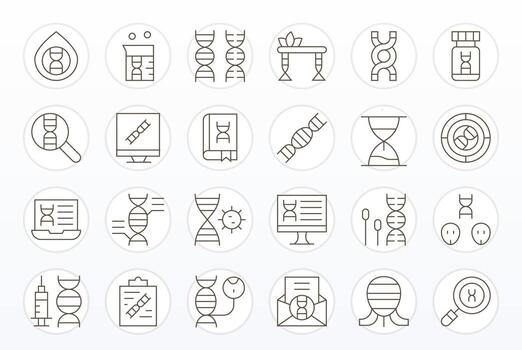 24 Icons for Genetic featuring 256x256 PIXEL Perfect Thin Line Graphics vector