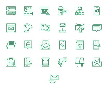 25 Regular Line Icons from Message in High Resolution Pixel Optimized Quality vector