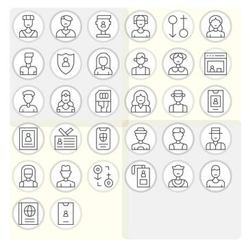 Identity Scalable Set featuring 32 Pixel Aligned Thin Line 128x128 Icons vector