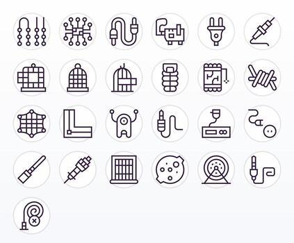 cable exclusivo conjunto presentando 25 regular línea píxel optimizado alto resolución íconos vector