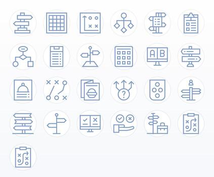 25 Icons inspired by Choices in Pixel Aligned 128x128 Regular Line quality vector