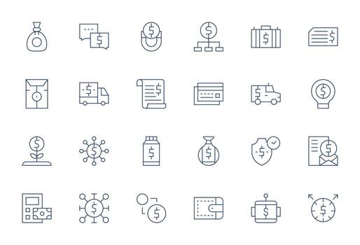 Money Comprehensive Bundle with 24 Display Perfect Thin Line 256x256 Icons vector