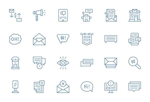 Message Premium Bundle with 24 128x128 Display Perfect Thin Line Icons vector