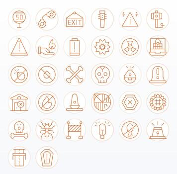 precaución escalable conjunto presentando 32 editable Delgado línea 64 x 64 íconos vector