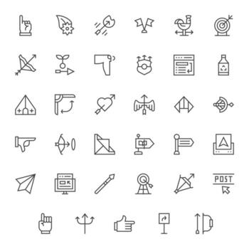 35 128x128 íconos para flecha en píxel alineado regular línea formato vector