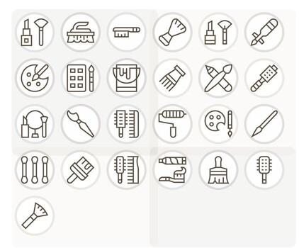 25 Icons for Brush optimized in Pixel Aligned Retina Ready Regular Line resolution vector