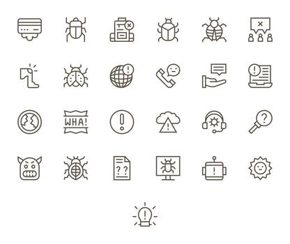 Problem High Resolution Icon Pack with 25 Regular Line Pixel Aligned Elements vector