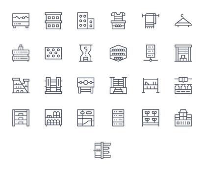 25 Icons for Rack optimized in Pixel Optimized High Resolution Regular Line resolution vector
