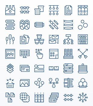 Multiple Ultimate Package with 42 64x64 Regular Line Pixel Optimized Icons vector