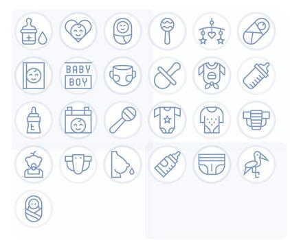 25 64x64 Icons for Newborn in Pixel Aligned Regular Line Format vector