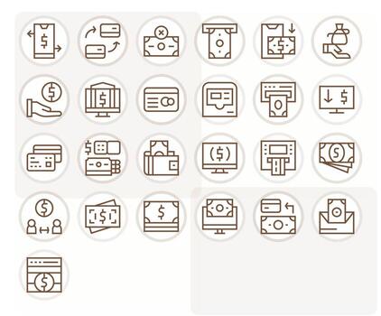 retirar icono conjunto con 25 regular línea 128x128 píxel alineado gráficos vector