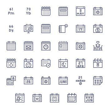 35 256x256 Icons for Date in Editable Regular Line Format vector