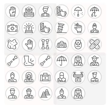 Accident Icon Set with 35 Regular Line High Resolution Grid Fitted Graphics vector