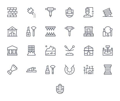25 Icons for Foundation optimized in Display Perfect 128x128 Regular Line resolution vector