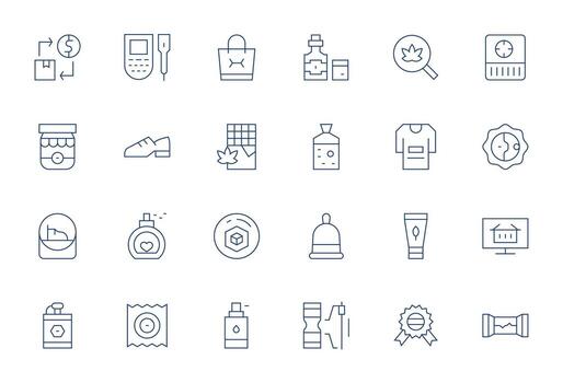 Product Icon Set with 24 Thin Line High Resolution Display Perfect Graphics vector