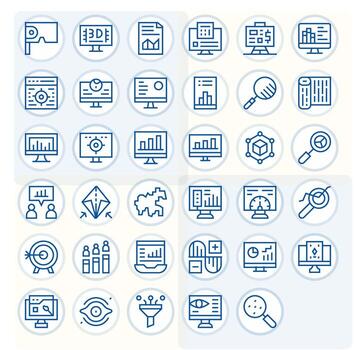 35 Detail Enhanced Regular Line Icons designed for Visualization Interface vector