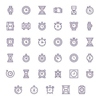 35 Regular Line Icons for Chronometer in crisp 256x256 Display Perfect resolution vector