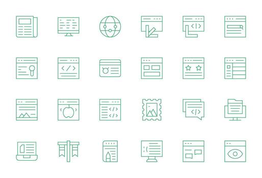 24 Delgado línea íconos para página web en crujiente 256x256 editable resolución vector