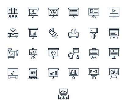 proyector gráficos presentando 25 regular línea editable 256x256 diseños vector