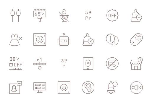 24 64 x 64 íconos para apagado en monitor Perfecto Delgado línea formato vector