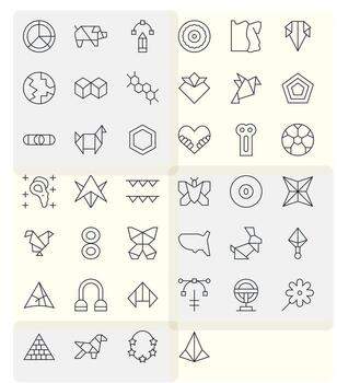Thin Line Style Shape Icons with 40 Retina Ready Pixel Optimized Designs vector