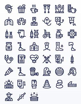 45 High Resolution Pixel Optimized Icons for Therapy in Bold Line Theme vector