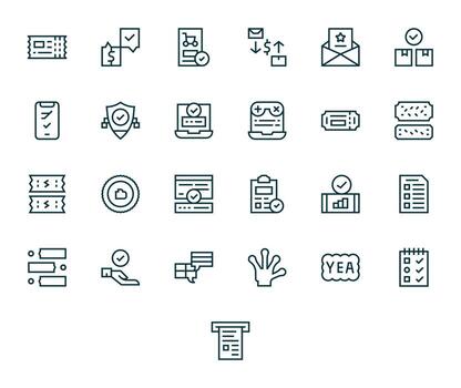 25 128x128 Regular Line Icons optimized for Confirmation Pixel Aligned display vector