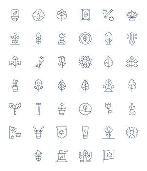 40 High Resolution Pixel Optimized Icons for Leaf in Thin Line Theme vector