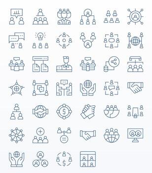 40 64x64 Thin Line Icons optimized for Collaboration Pixel Aligned display vector