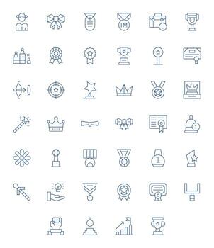 Achievement Icon Toolkit featuring 40 Grid Fitted 256x256 Thin Line elements vector