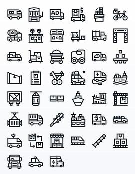 45 Bold Line Icons for Freight in crisp High Resolution Pixel Aligned resolution vector