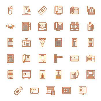 35 íconos para teclado presentando 64 x 64 monitor Perfecto regular línea gráficos vector