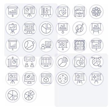 Infographic Professional Set with 32 Thin Line Pixel Aligned 256x256 Icons vector