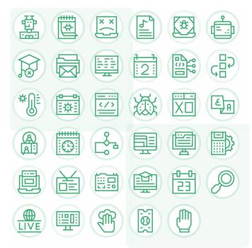 35 64x64 Regular Line Grid Fitted Icons for Program Projects vector