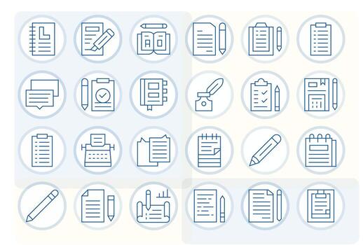 Notepad Icon Repository containing 24 Thin Line 128x128 Pixel Aligned graphics vector