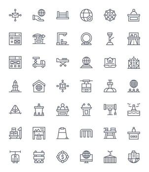 Platform 256x256 Icon Pack with 42 Regular Line Grid Fitted Elements vector