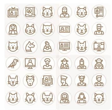 36 íconos para perfil ver optimizado en cuadrícula equipado alto resolución negrita línea resolución vector