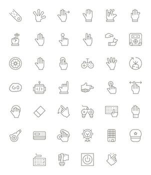 Command Essential Set including 40 Pixel Optimized Thin Line 256x256 Icons vector