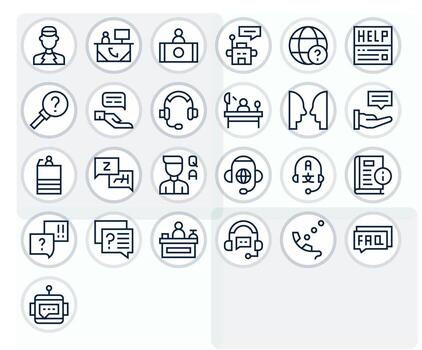 Helpdesk High Resolution Icon Pack with 25 Regular Line Detail Enhanced Elements vector