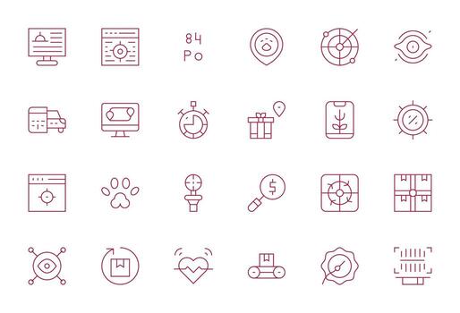 Tracking Scalable Set featuring 24 Pixel Optimized Thin Line 256x256 Icons vector