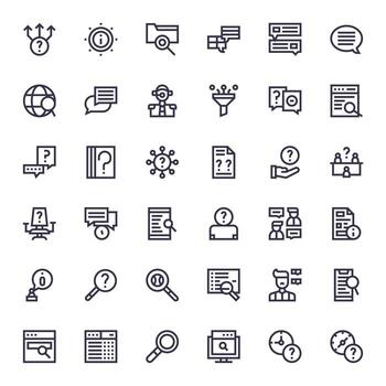 Query Comprehensive Bundle with 36 Pixel Aligned Bold Line High Resolution Icons vector
