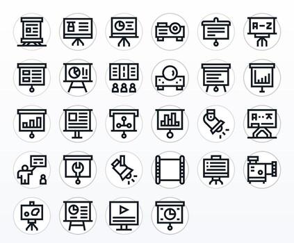 28 Pixel Optimized Bold Line Icons from Projector Collection vector