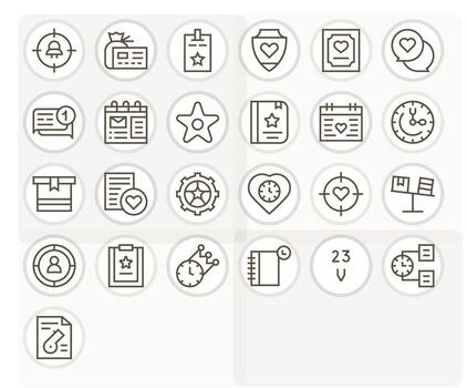 regular línea cuadrícula equipado íconos desde prioridad conjunto con 25 256x256 íconos vector