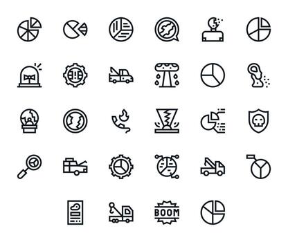 28 128x128 Bold Line Icons optimized for Breakdown Pixel Aligned display vector