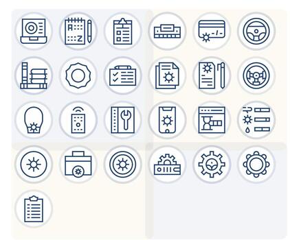 Manage Design Icons featuring 25 Editable Regular Line Style vector