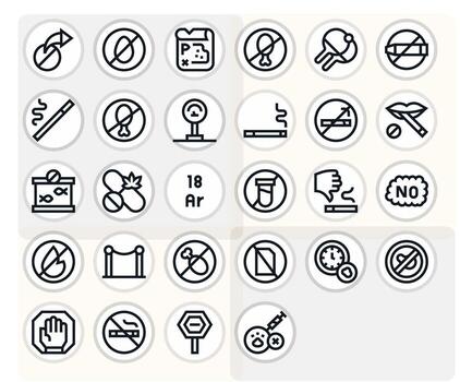28 Icons for Restriction featuring High Resolution Editable Bold Line Graphics vector